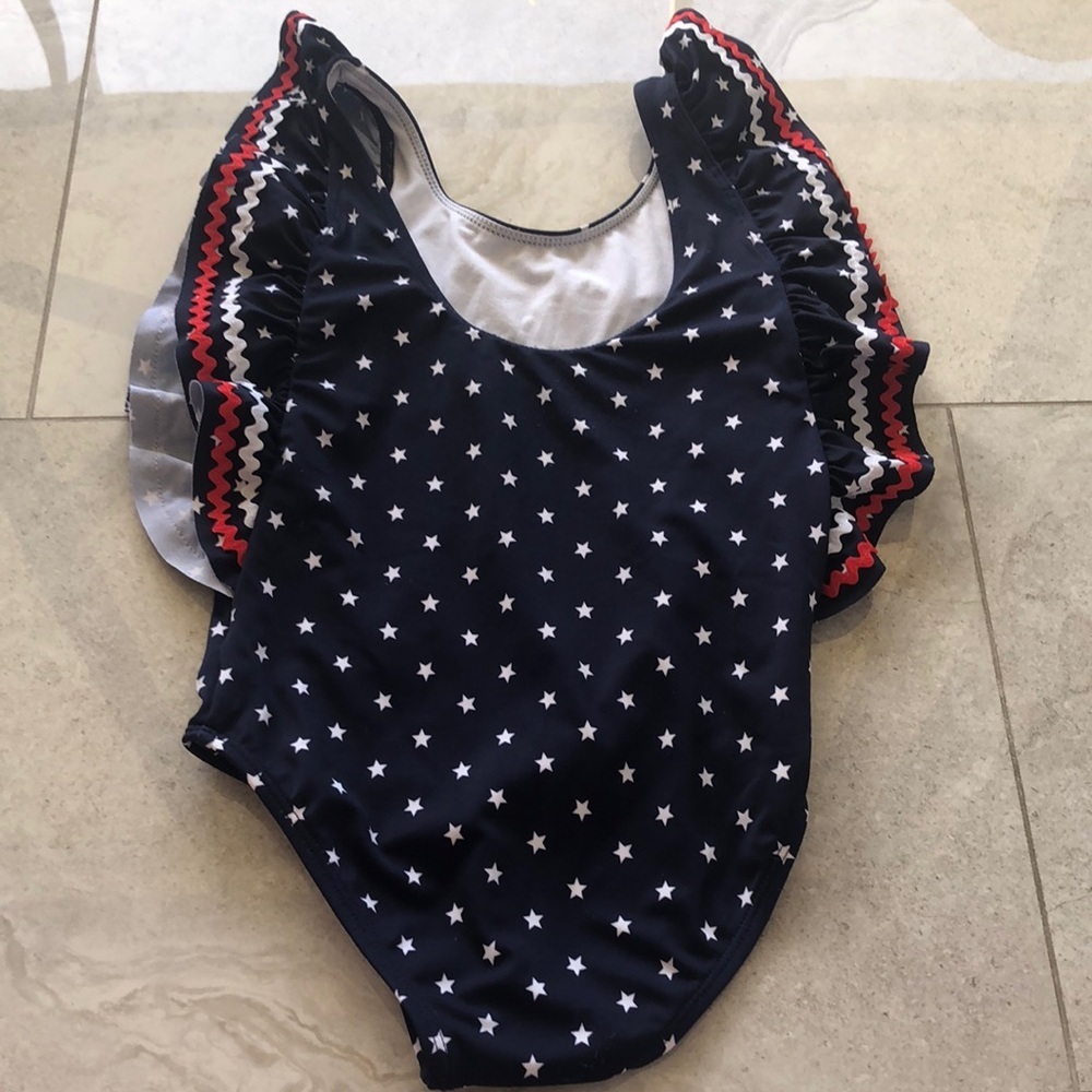 Janie and Jack Navy Star One Piece Swimsuit - Picture 3 of 6
